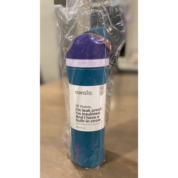Owala 80's Ski Slope Free Sip Steel Water Bottle 24oz Purple Green NEW Fast Ship - Picture 2 of 8